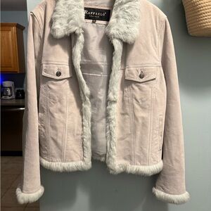 Women's Blue Suede and Fur Jacket